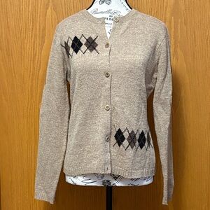 Emanuel Ungaro Beige Argyle Cardigan